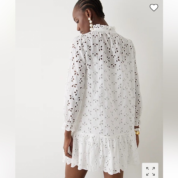 J.Crew *TALL* Black Long-Sleeve Ruffle-Trim Mini Dress in Eyelet - Picture 4 of 5